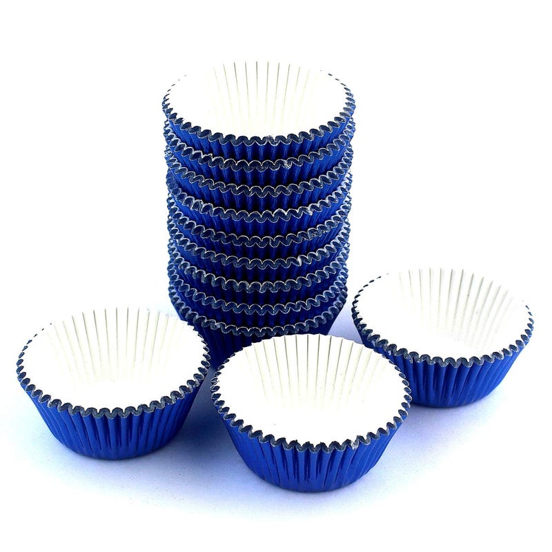 Eoonfirst Mini Foil Cupcake Liners Muffin Paper Baking Cups 300 Pcs (Navy Blue) - Image 2